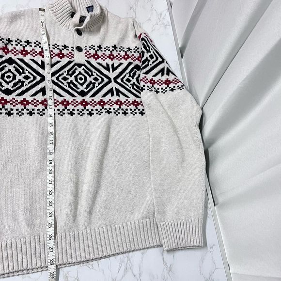 Chaps Fair Isle Nordic Cotton Pullover Mens XL Mock Neck Sweater Apres Chalet - Picture 15 of 16